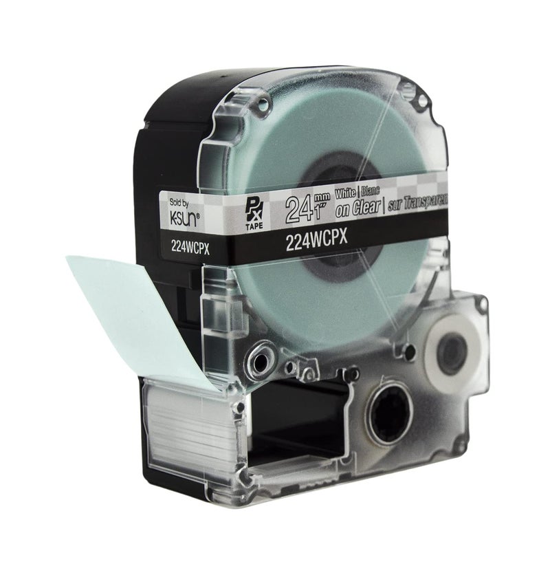LABELWORKS Epson LABELWORKS 224WCPX PET (Polyester) Tape Cartridge - White on Clear Label Maker Tape - 1"" (24MM) Wide  30' - Image 4